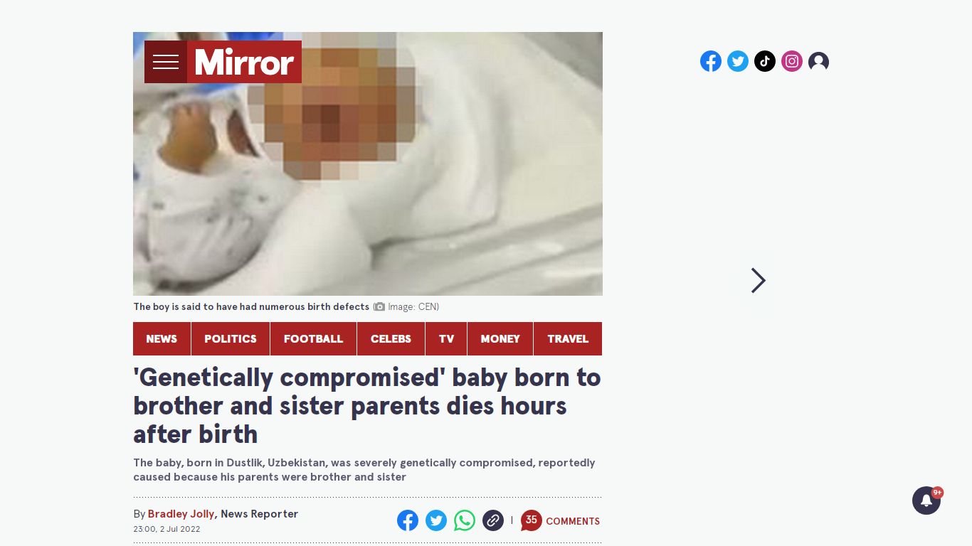 'Genetically compromised' baby born to brother and sister ... - mirror